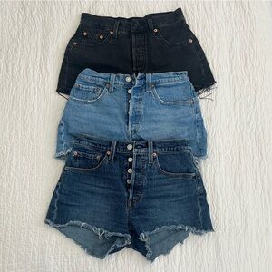 Levi's Women's Denim 501 Jeans - Dark Blue, Light Blue, and Black Size 25